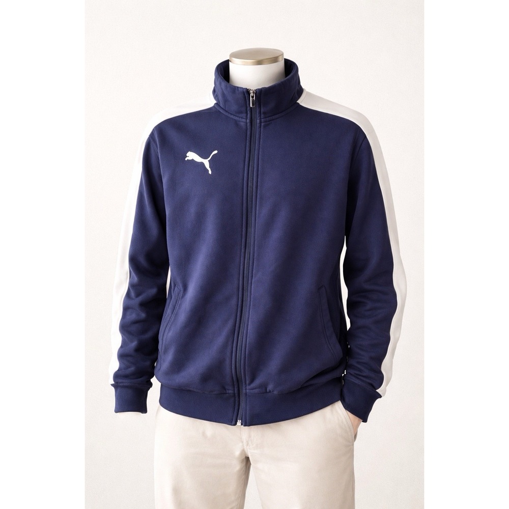 Puma Navy White Track Jacket Full Zip‎ Athletic Jacket Men's Medium